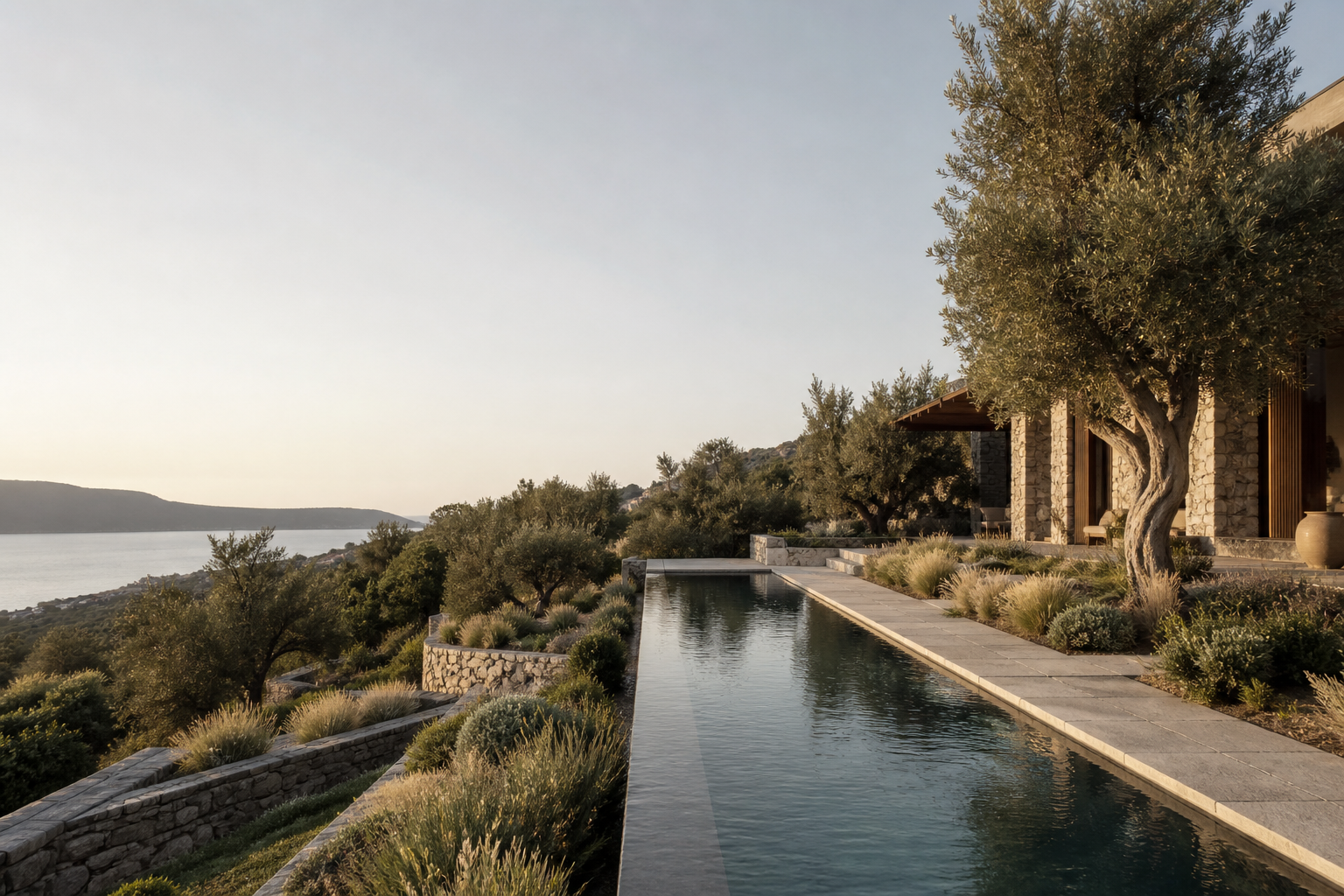 Örnek çağdaş villa peyzajı